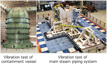 Vibration test of containment vessel / Vibration test of main steam piping system