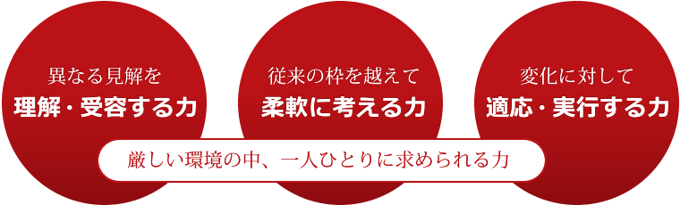理解・受容する力 柔軟に考える力 適応・実行する力