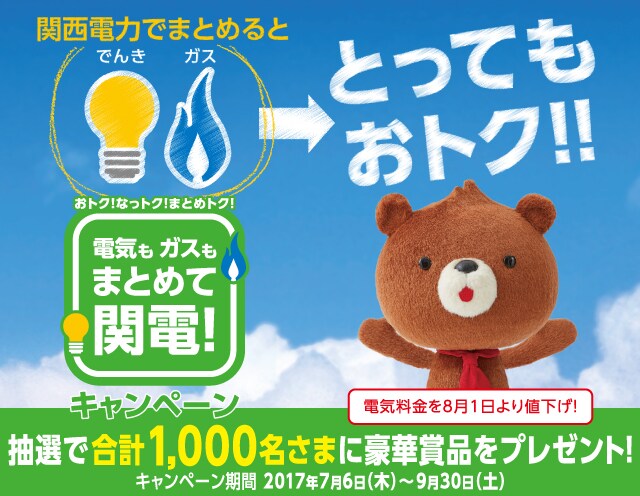 電気もガスもまとめて関電！キャンペーン