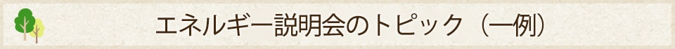 エネルギー説明会のトピック（一例）