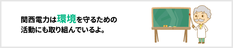 関西電力は環境を守るための活動にも取り組んでいるよ。