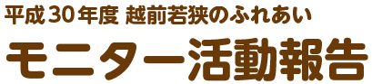 平成30年度　越前若狭のふれあいモニター活動報告