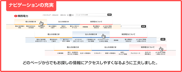 ナビゲーションの充実