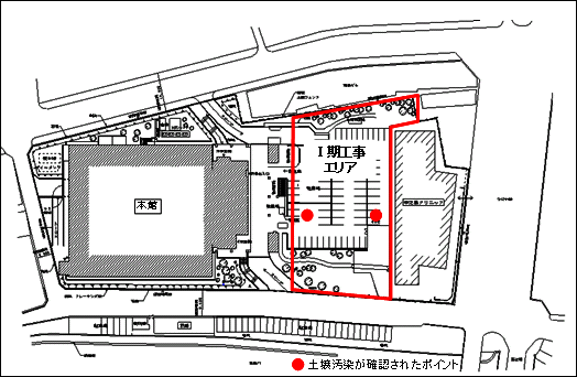 新関西電力病院�T期建設工事現場の概略図