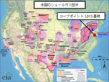 コーブポイントＬＮＧプロジェクトの位置図