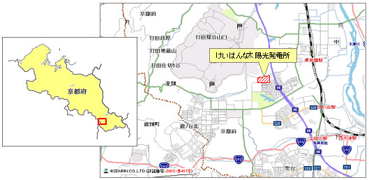 けいはんな太陽光発電所の位置