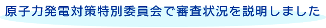 原子力発電対策特別委員会で審査状況を説明しました
