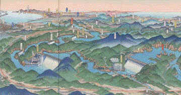 大同電力時代の「木曽川開発鳥瞰図」