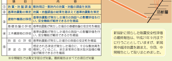 耐震安全性評価の中間報告の調査範囲について（イメージ）