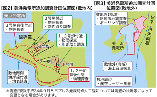 【図2】美浜発電所追加調査計画位置図（敷地内） 【図3】美浜発電所追加調査計画位置図（敷地外）