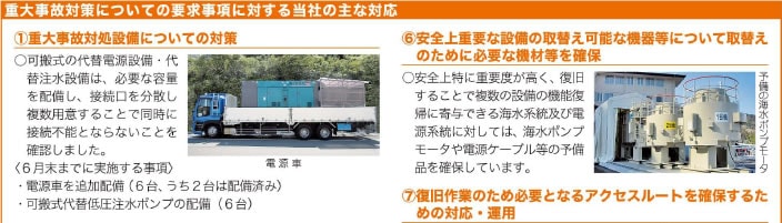 重大事故対策についての要求事項に対する当社の主な対応