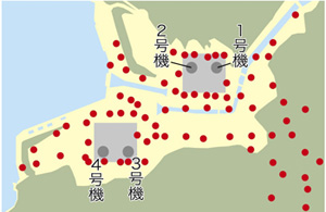 高浜発電所敷地内での調査位置図