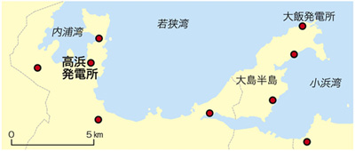 高浜発電所敷地外での調査位置図