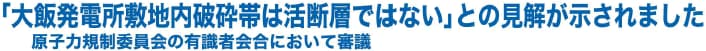 「大飯発電所敷地内破砕帯は活断層ではない」との見解が示されました
原子力規制委員会の有識者会合において審議