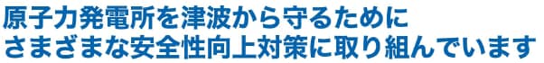 原子力発電所を津波から守るために
さまざまな安全性向上対策に取り組んでいます