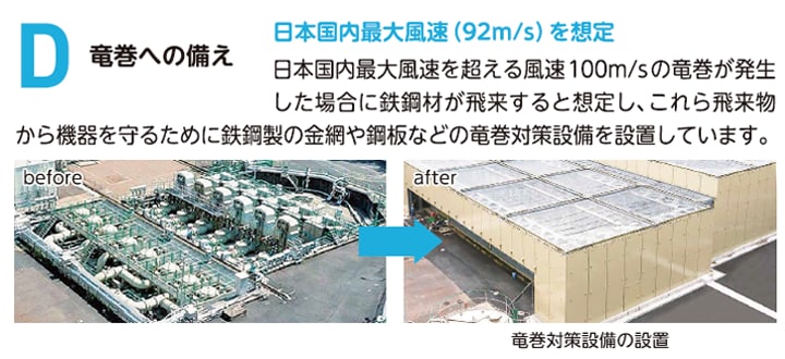D　竜巻への備え　日本国内最大風速92m/sを想定