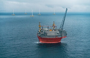 ノルウェーの浮体式洋上風力発電所（完成イメージ）
