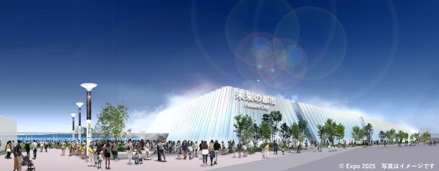 「未来の都市」パビリオン入口にスマートポールを設置