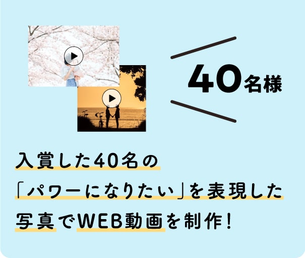 入賞した40名の「パワーになりたい」をを表現した写真でWEB動画を制作!