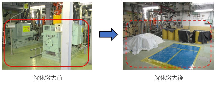 美浜1号機　原子炉周辺設備の解体状況の例