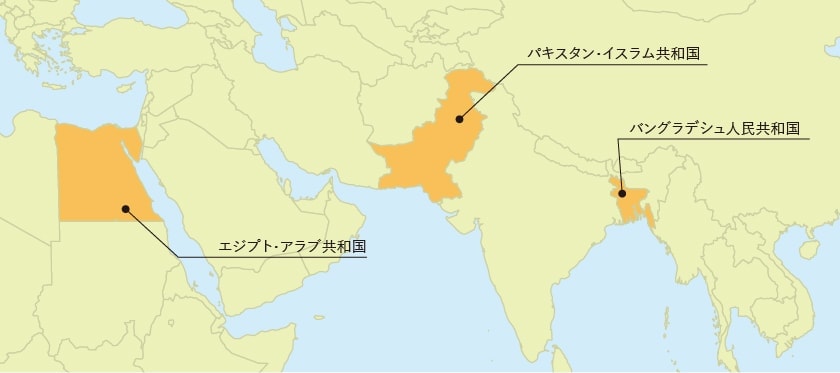 パキスタン周辺の対象地域を表す地図