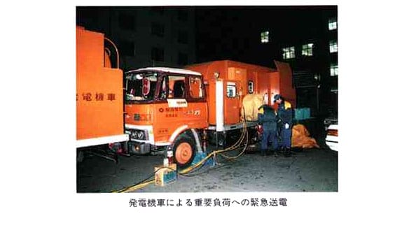 発電機車による重要負荷への緊急送電