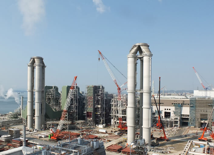 建設が着々と進む姫路第二発電所更新工事（全景）