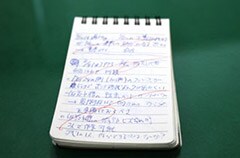 Mr. Sato is thoroughly implementing the policy of 3 realities.He takes notes of the points which drew his attention through the safety patrol to make use of it in daily coaching activities