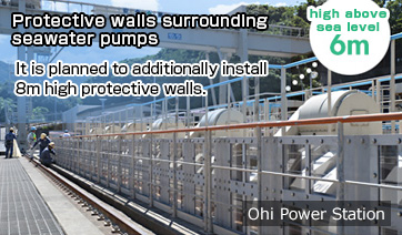 Protective walls surrounding seawater pumps