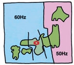 Map of regional frequency differences