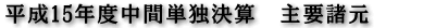 平成15年度中間単独決算　主要諸元