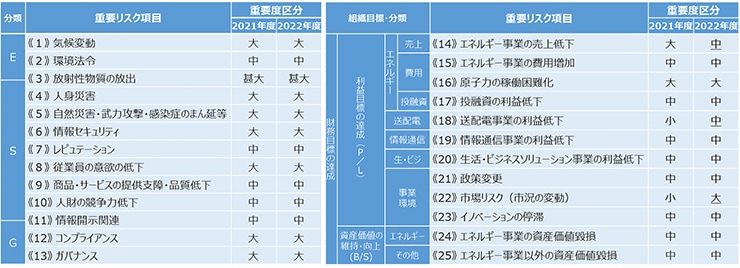 重要リスク項目