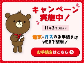 キャンペーン実施中！11月3日（月）まで　電気・ガスのお手続きはWEBで簡単！