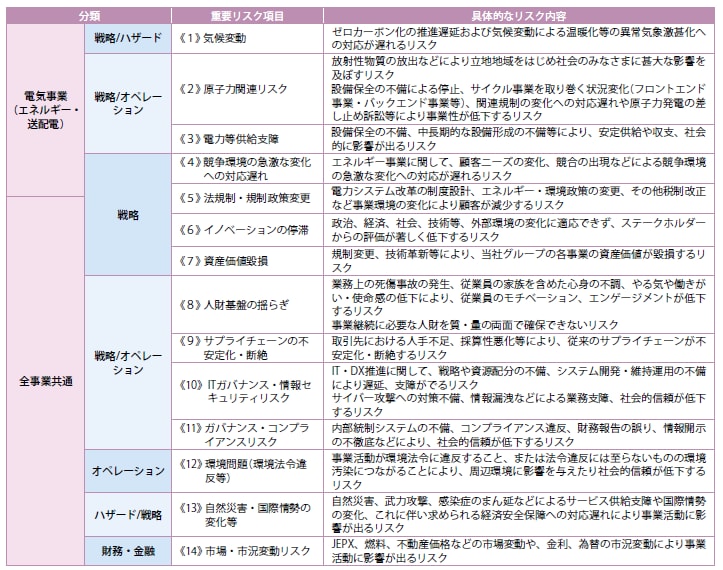 重要リスク項目