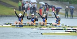 舵手なしクォドルプル優勝：左から納田・河原・吉田・白井